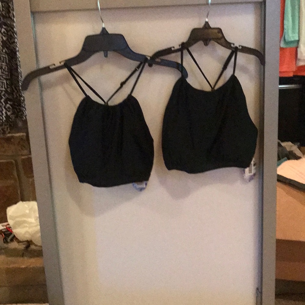 PrAna, black bikini top. Nice embellished back.